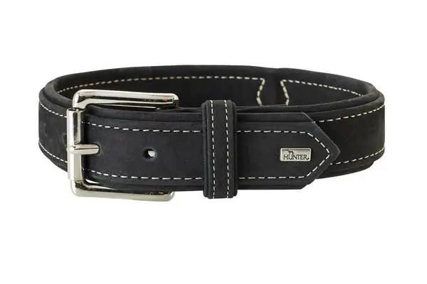 Hunter Hunting halsbånd str.60 Sort - justerbart hundehalsbånd (46 - 52 cm., B 3,5 cm.)
